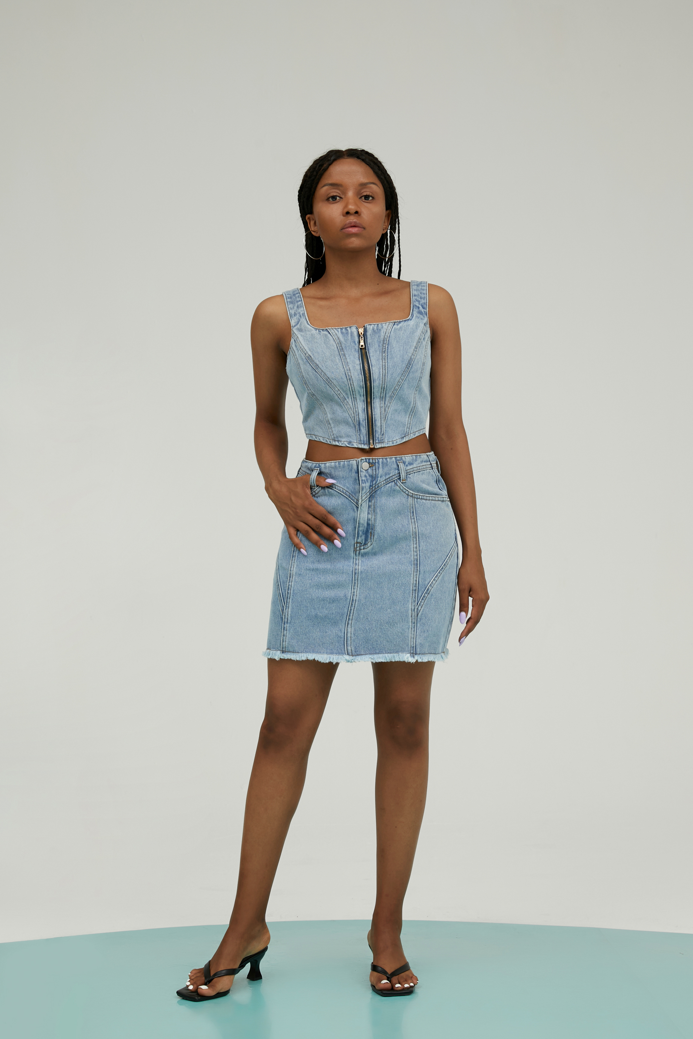 Isabel Marant Women's Fatsia Zip Denim Mini Skirt In Dark Blue | ModeSens